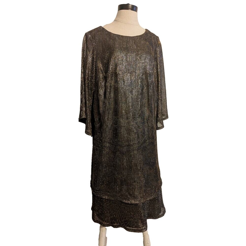 Jessica Howard‎ gold tiered dress size 14W poly new years vintage